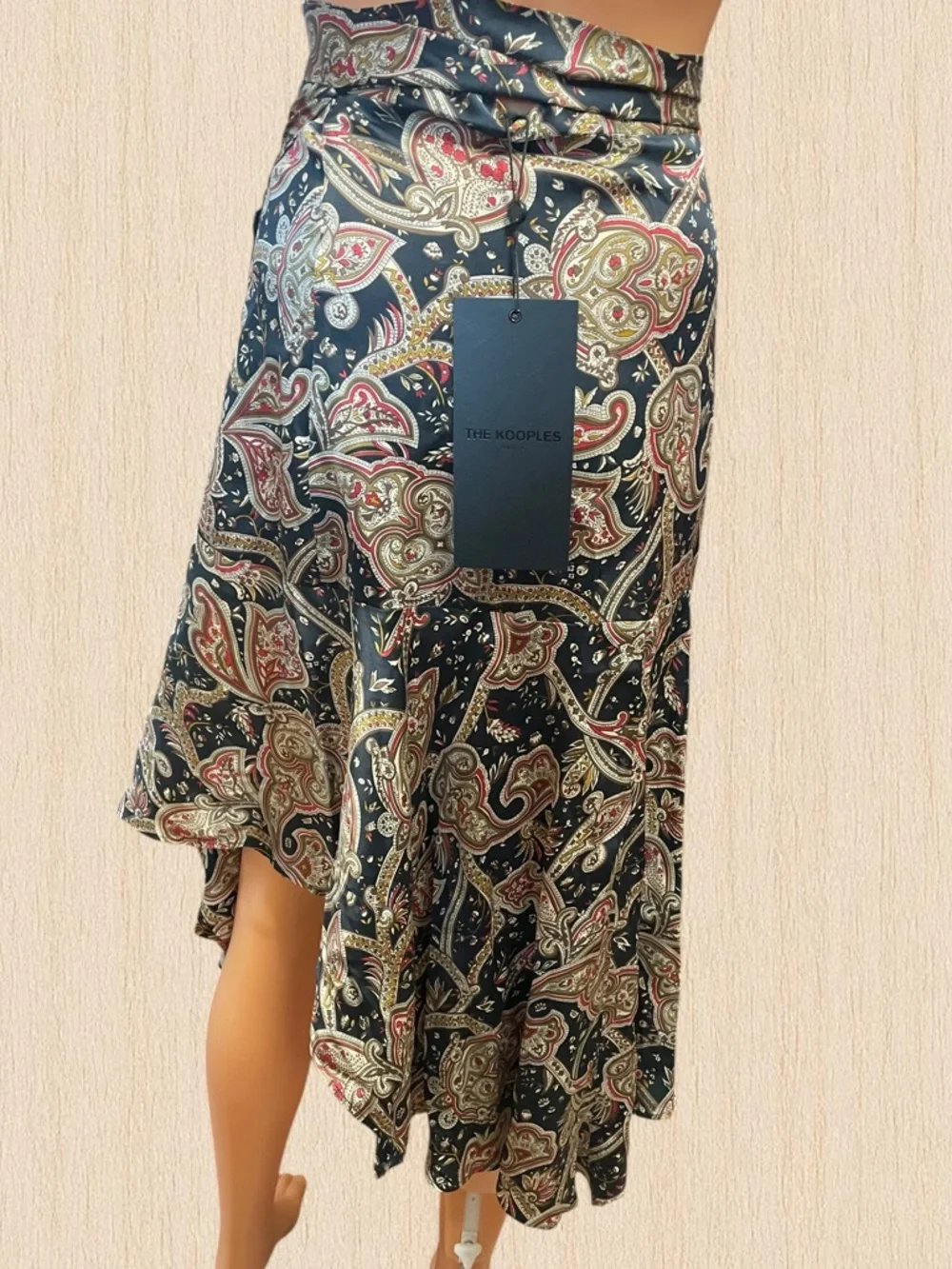 NWT The Kooples Paisley Asymmetrical Tanger Wrap Skirt Sz. 2 - Picture 4 of 9